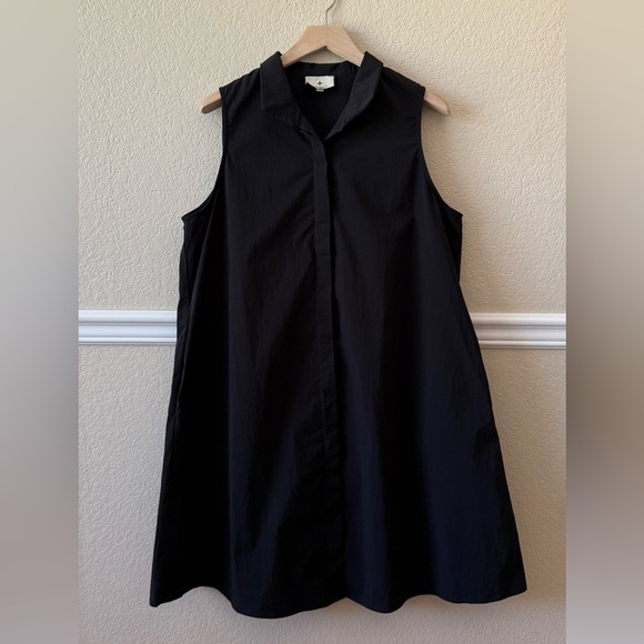 Tuckernuck Black Sleeveless Charlie Shirt Dress Button Front Stretch Size Large - Picture 5 of 15